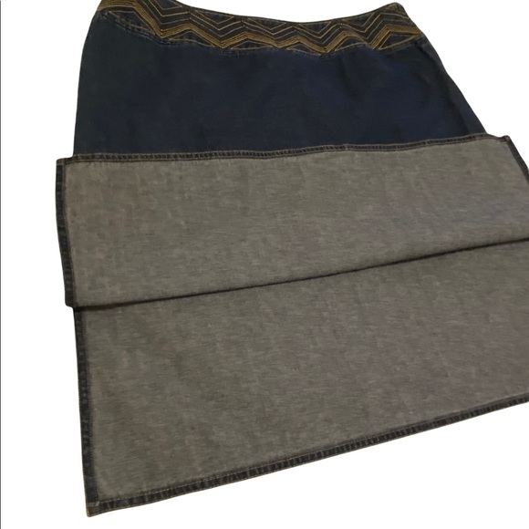 Liz Claiborne Women’s Size 16 Petite Denim Skirt Dark Wash Trim Design Side Zip - Picture 2 of 9